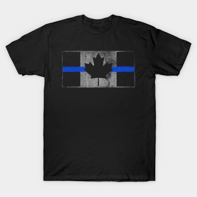 Canada Thin Blue Line Flag T-Shirt by bluelinemotivation